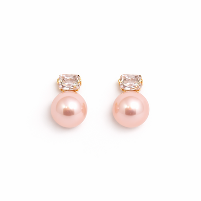 Blush Pearl Crystal Stud Earrings