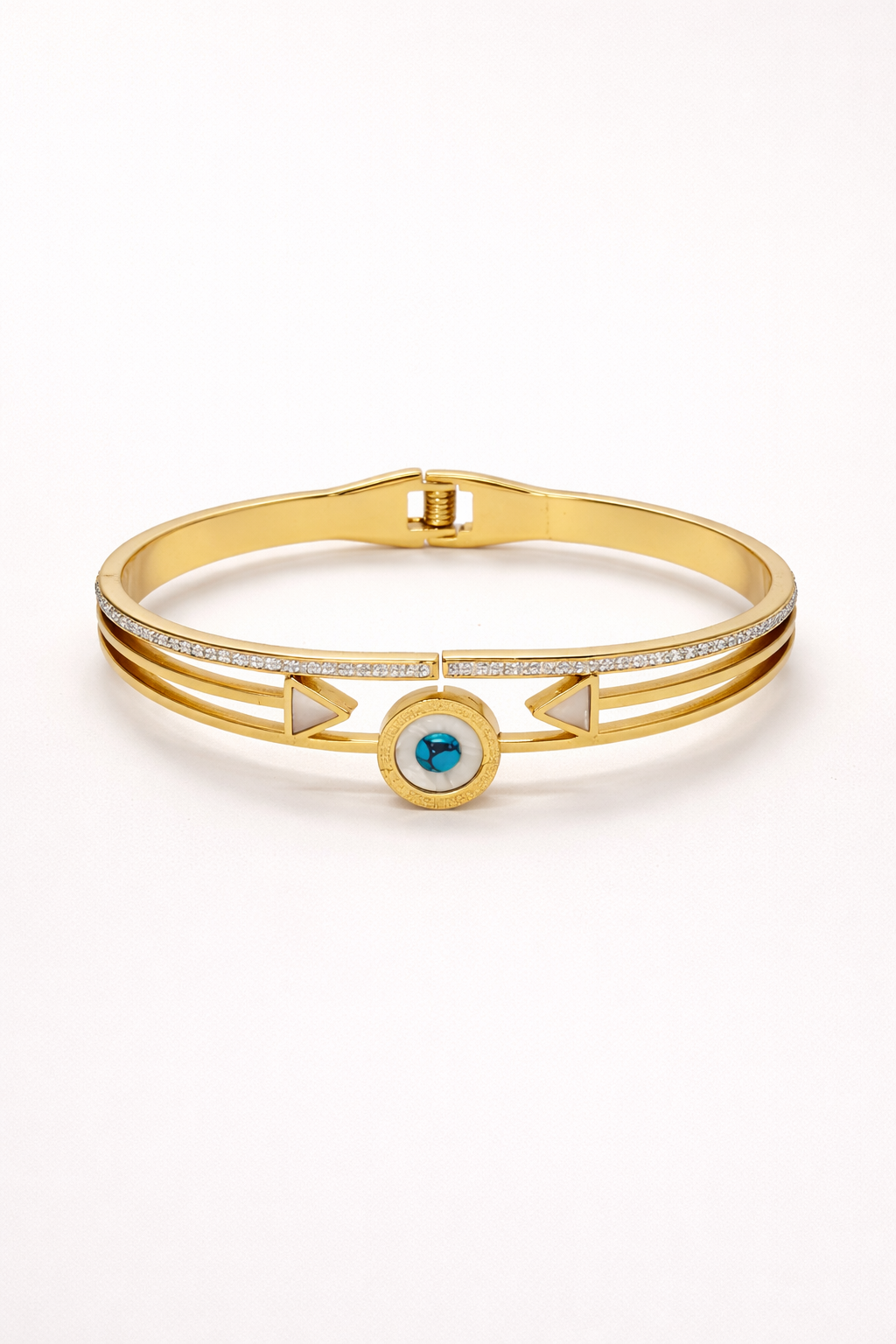 Evil Eye Luxe Gold Cuff Bracelet (Anti Tarnish)