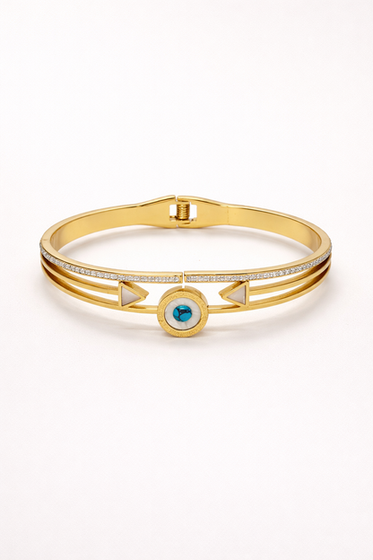 Evil Eye Luxe Gold Cuff Bracelet (Anti Tarnish)