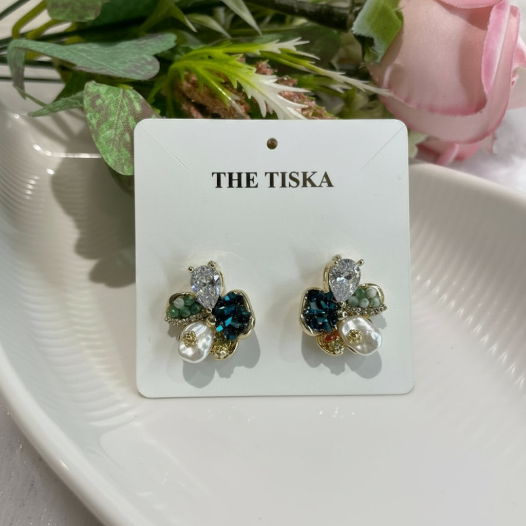 Emerald Luxe Cluster Stud Earrings