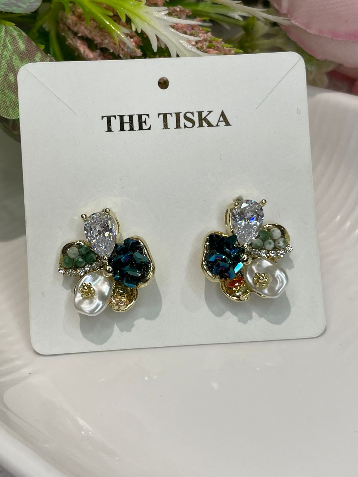 Emerald Luxe Cluster Stud Earrings