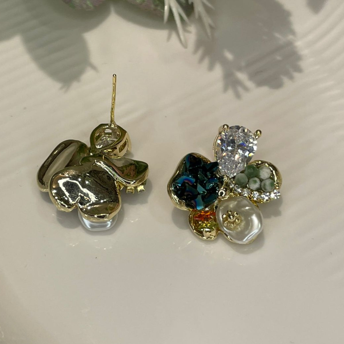 Emerald Luxe Cluster Stud Earrings