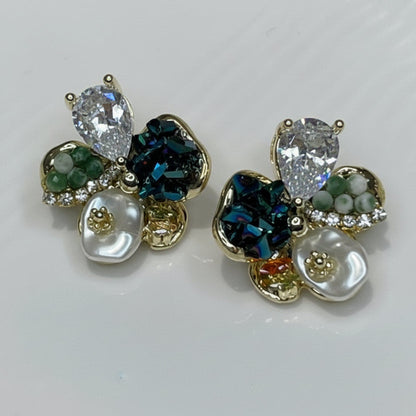 Emerald Luxe Cluster Stud Earrings