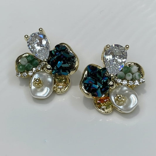 Emerald Luxe Cluster Stud Earrings
