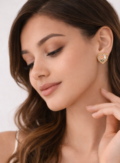 TISKA Blossom Heart Pearl Studs