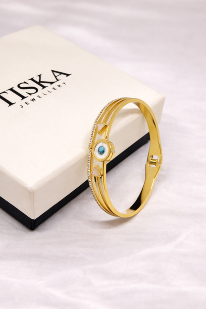 Evil Eye Luxe Gold Cuff Bracelet (Anti Tarnish)