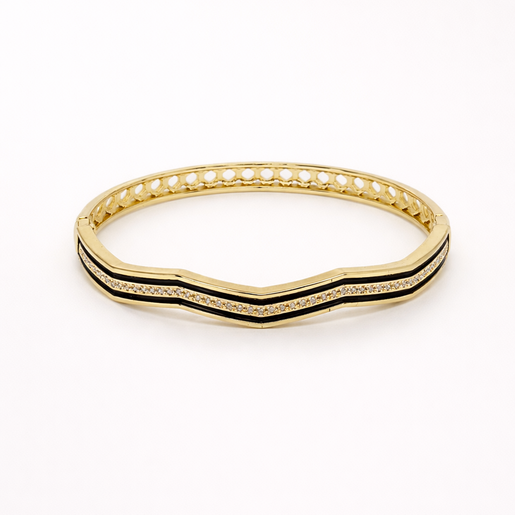 Midnight Luxe Crystal Cuff Bracelet (Anti Tarnish)