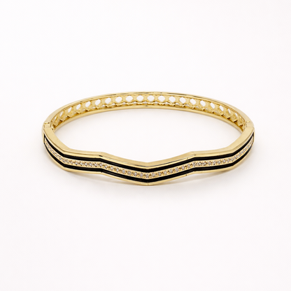 Midnight Luxe Crystal Cuff Bracelet (Anti Tarnish)