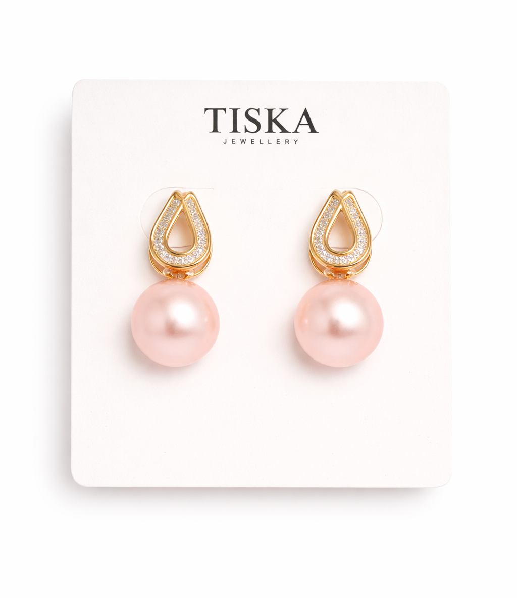 Blush Teardrop Pearl Luxe Earrings