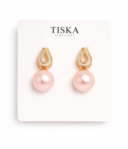 Blush Teardrop Pearl Luxe Earrings