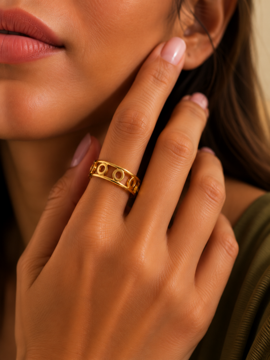 Orbit Circle Adjustable Ring (Anti Tarnish)