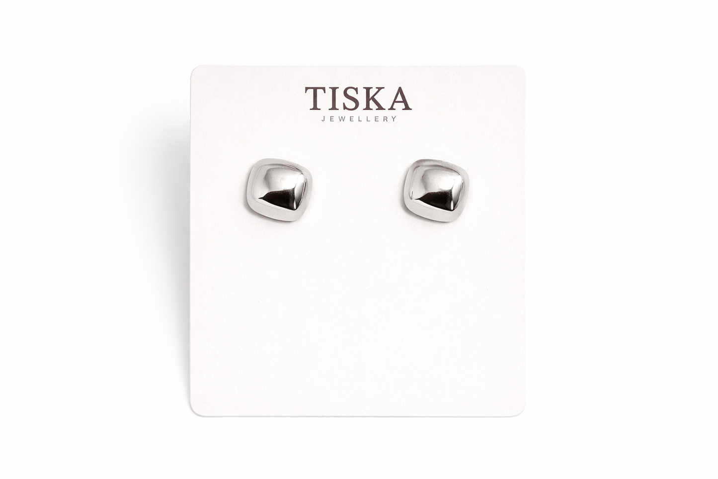 Dual Tone Cushion Stud Earrings Set of 2