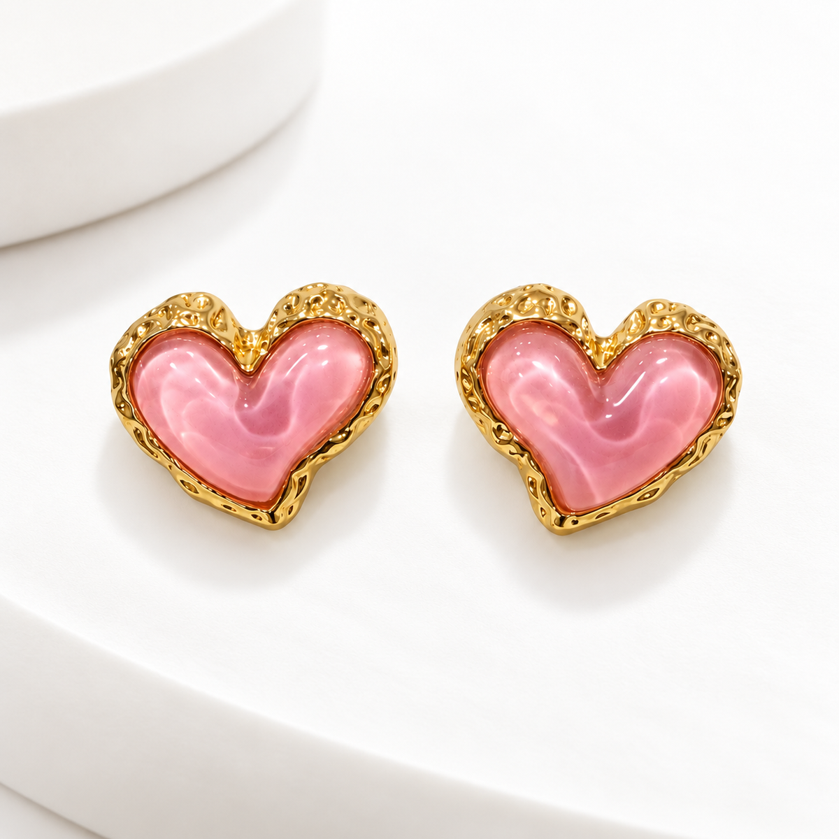 Blush Heart Statement Stud Earrings