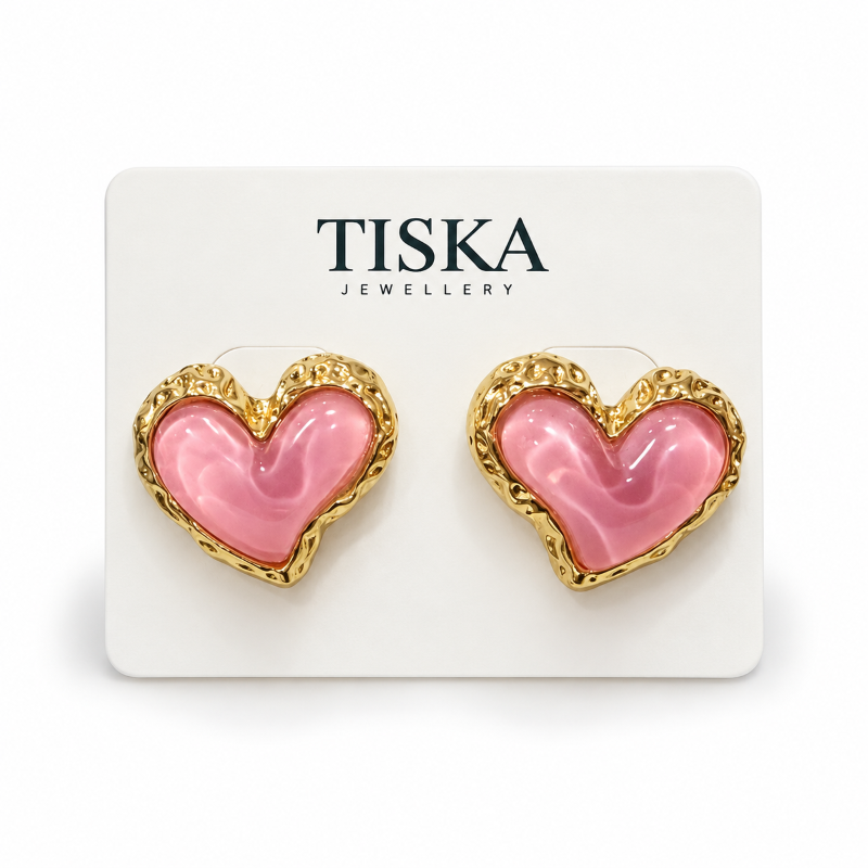 Blush Heart Statement Stud Earrings