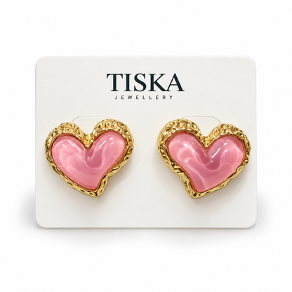 Blush Heart Statement Stud Earrings