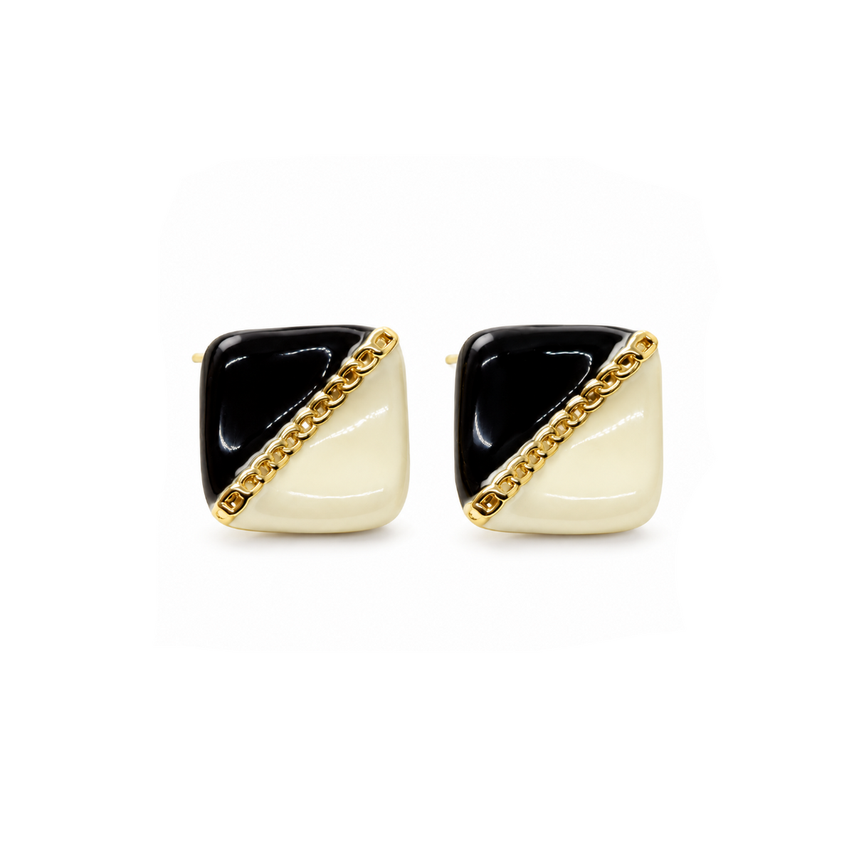 Noir Ivory Geo Stud Earrings