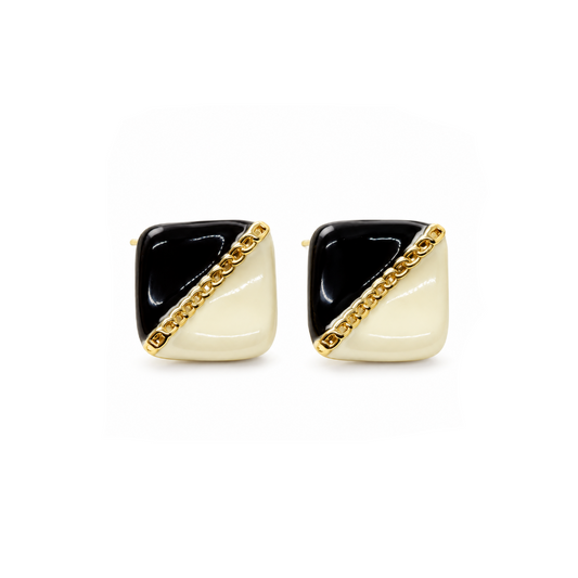 Noir Ivory Geo Stud Earrings