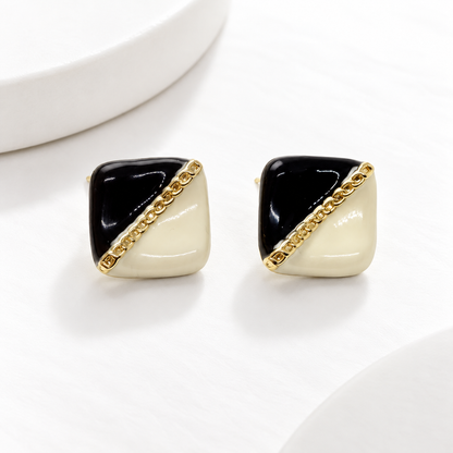 Noir Ivory Geo Stud Earrings