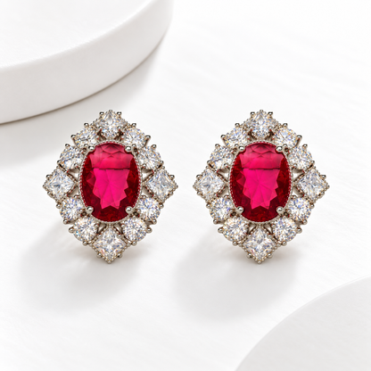 Ruby Royale Crystal Stud Earrings