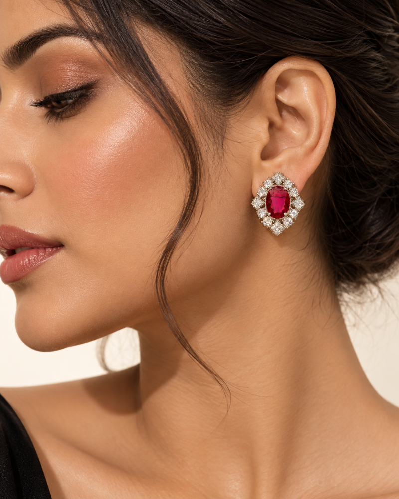Ruby Royale Crystal Stud Earrings