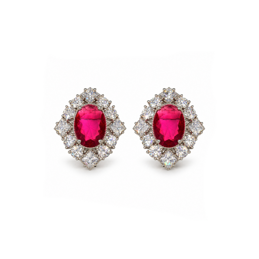 Ruby Royale Crystal Stud Earrings
