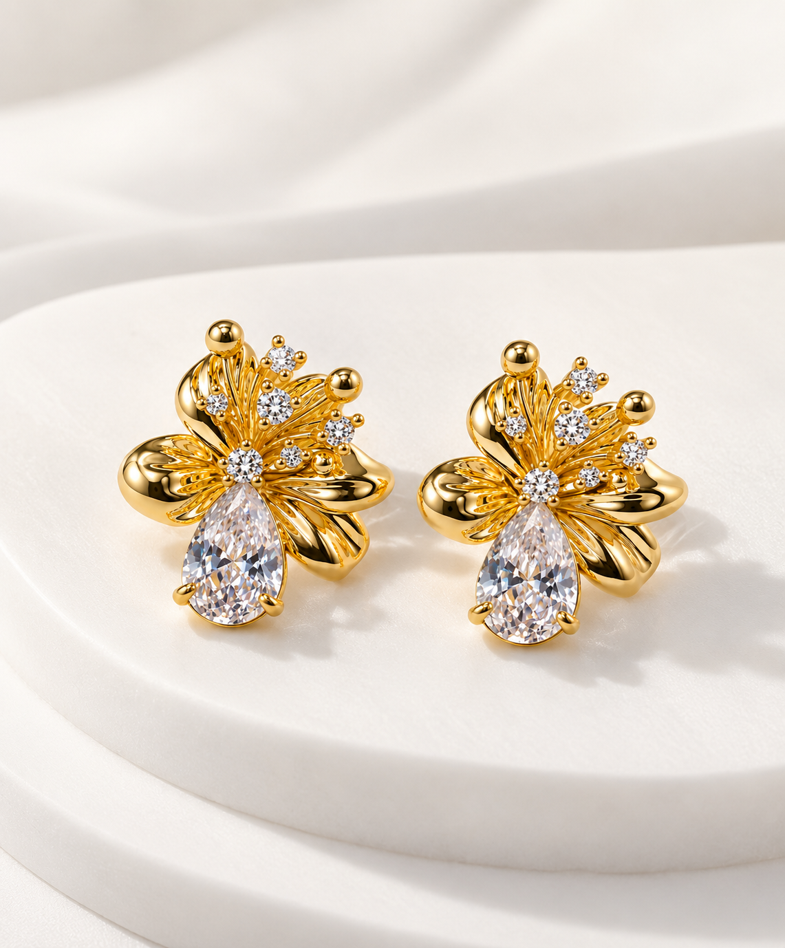 Aurelia Crystal Bloom Stud Earrings