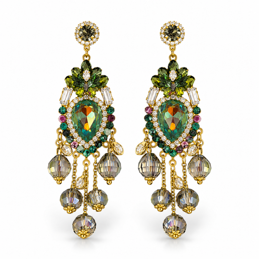 Emerald Royale Crystal Chandelier Earrings