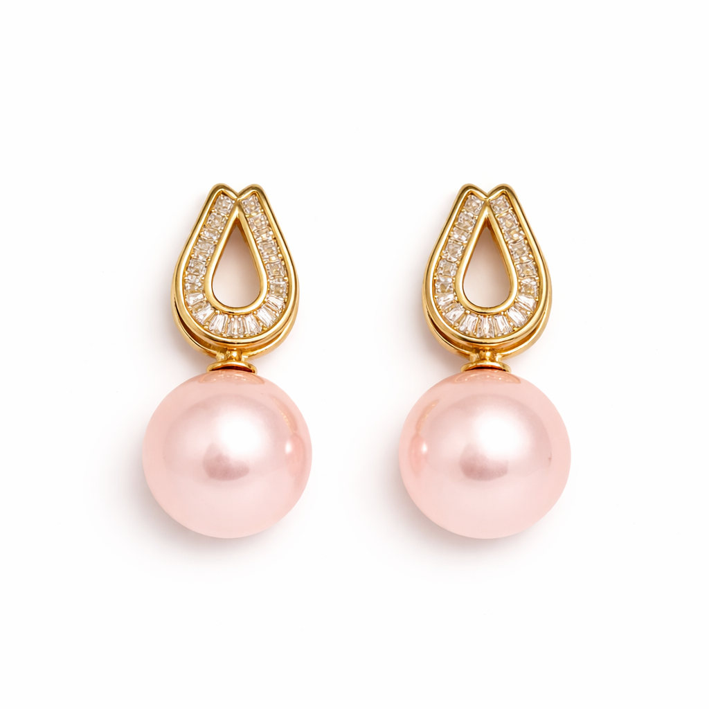 Blush Teardrop Pearl Luxe Earrings
