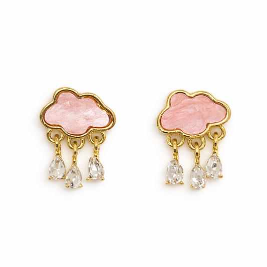 Blush Clover Charm Drop Earrings