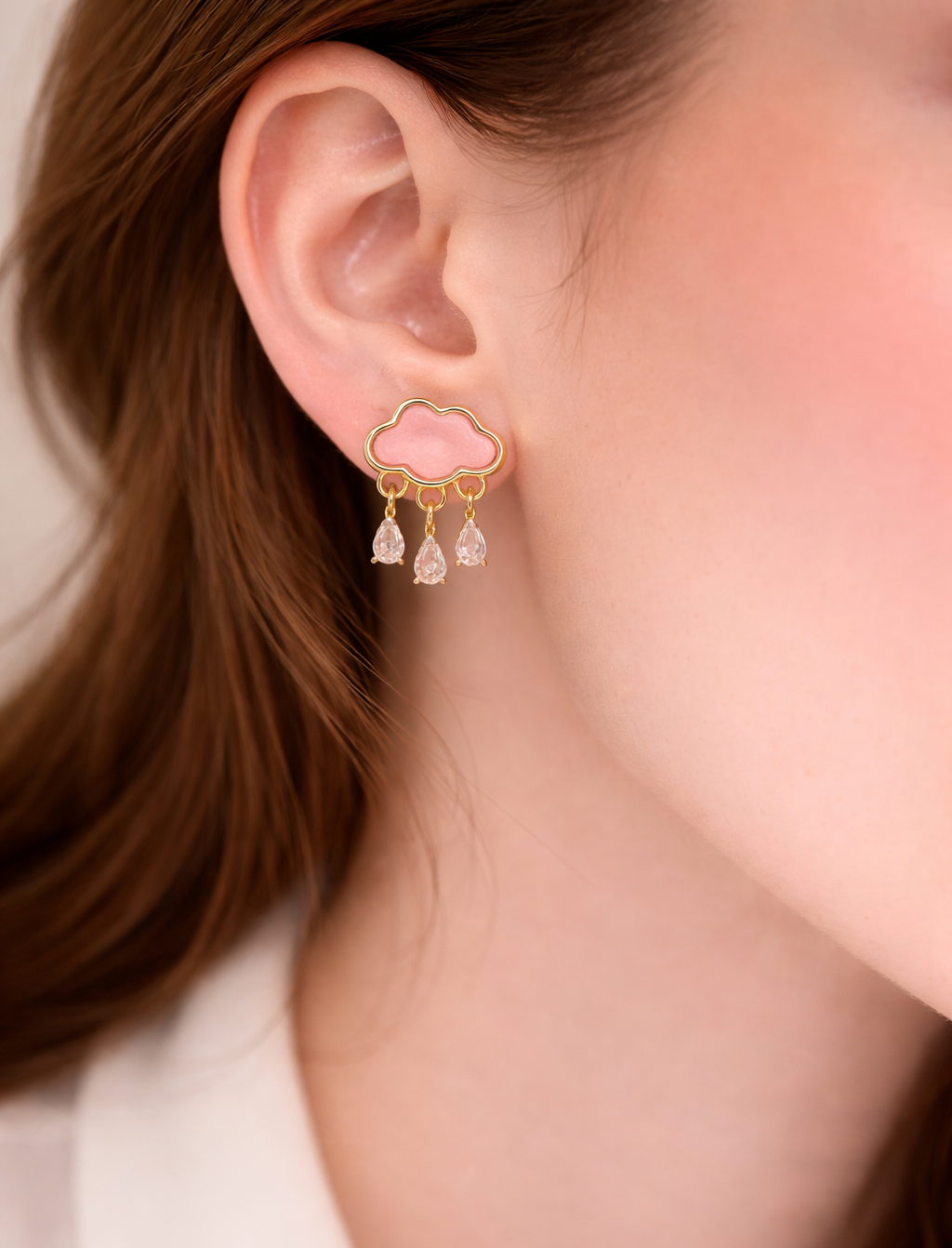Blush Clover Charm Drop Earrings