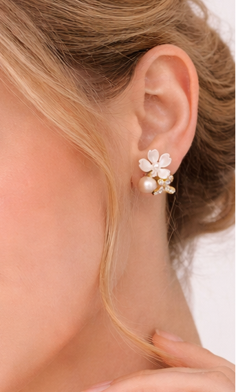 Pearl Bloom Floral Studs