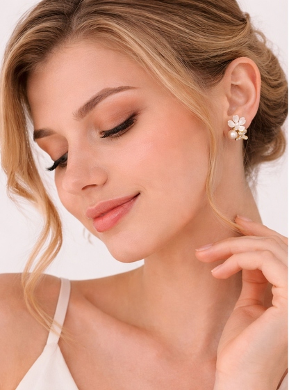 Pearl Bloom Floral Studs