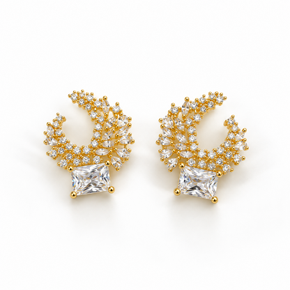 Celeste Crystal Crescent Stud Earrings