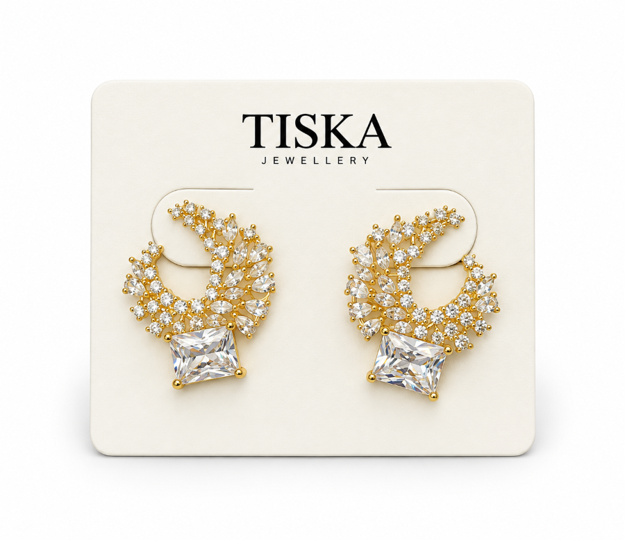 Celeste Crystal Crescent Stud Earrings