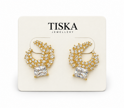 Celeste Crystal Crescent Stud Earrings