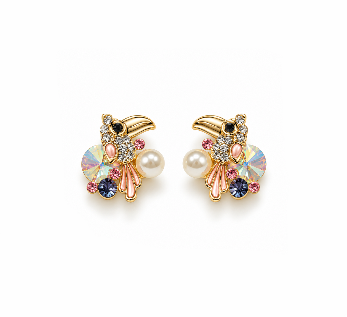 Tropical Toucan Crystal Luxe Stud Earrings