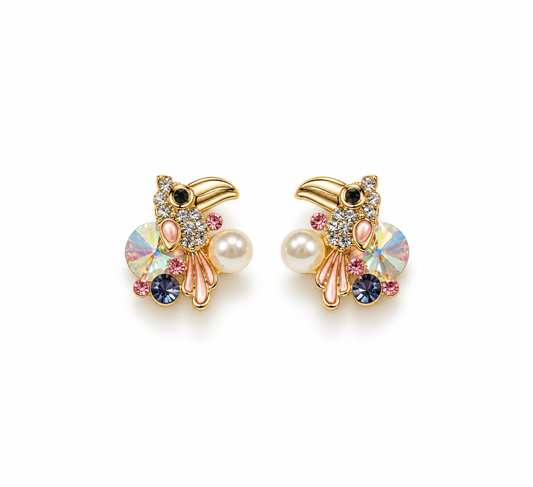 Tropical Toucan Crystal Luxe Stud Earrings