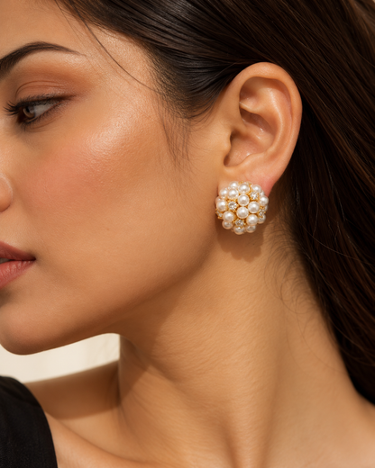 Pearl Cluster Stud Earrings
