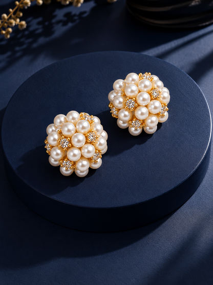 Pearl Cluster Stud Earrings