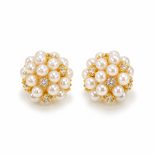 Pearl Cluster Stud Earrings