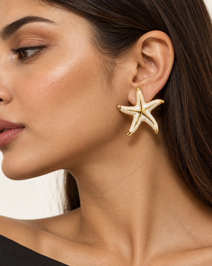 Gold Starfish Statement Earrings