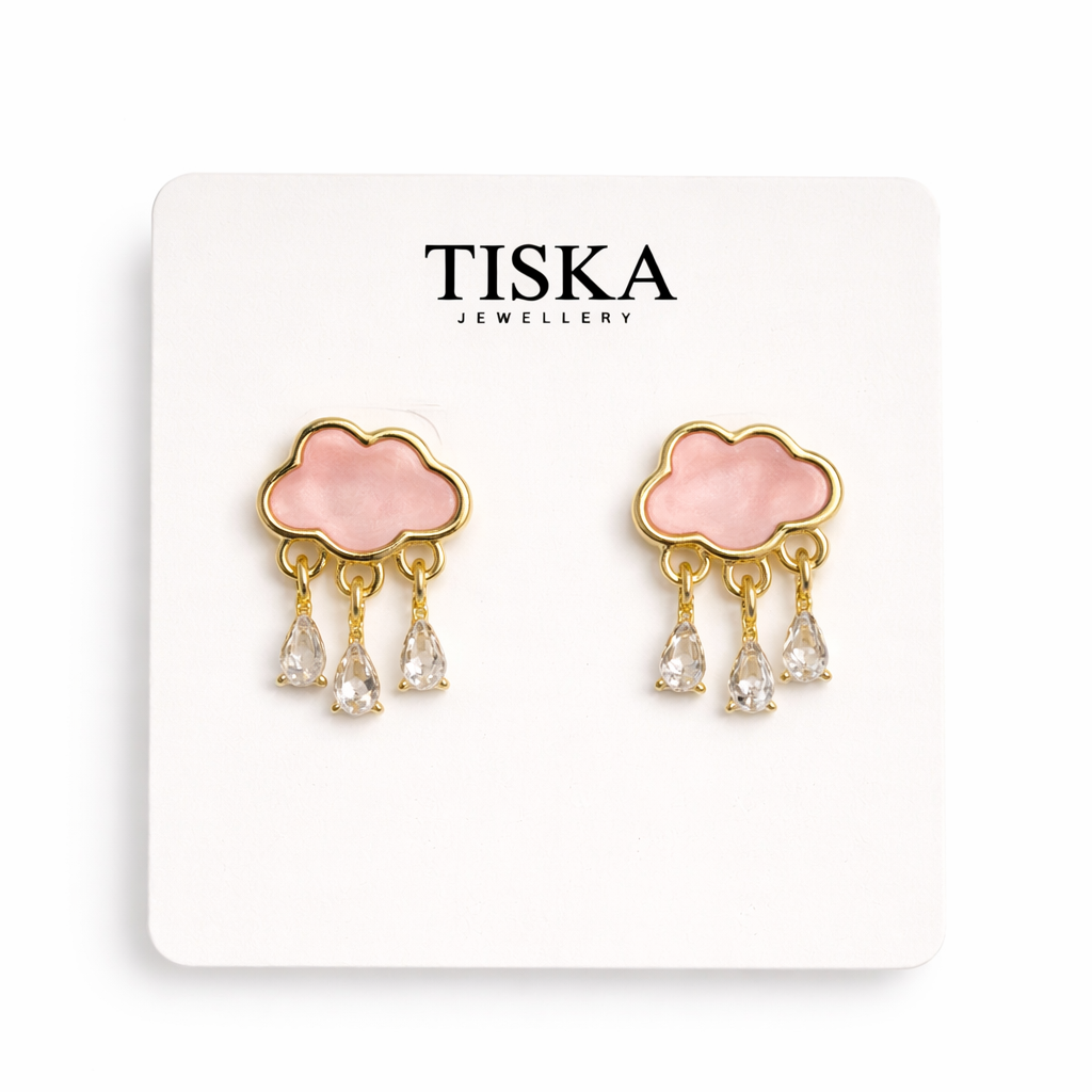 Blush Clover Charm Drop Earrings
