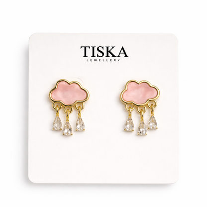 Blush Clover Charm Drop Earrings