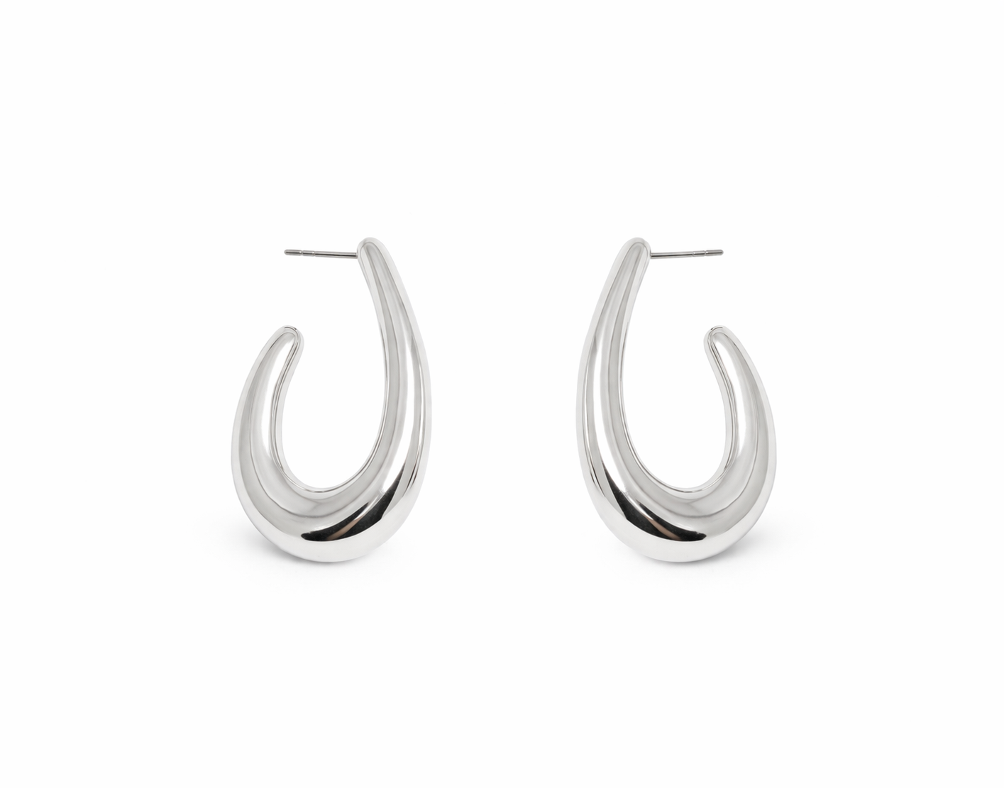 Silver Flow Statement Hoops Earrings