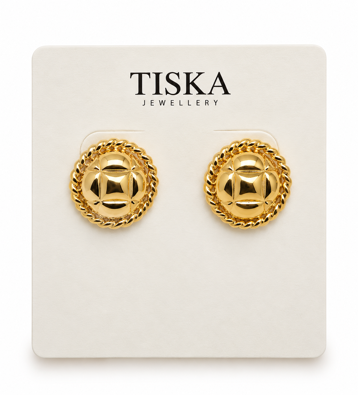 Golden Quilted Stud Earrings