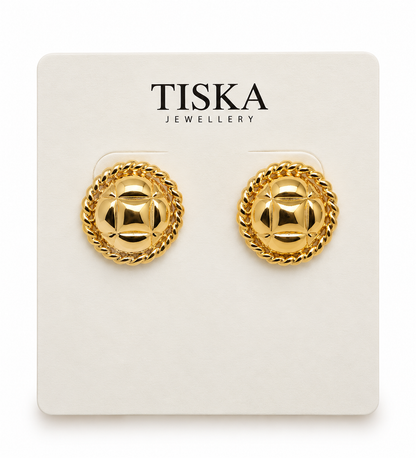Golden Quilted Stud Earrings