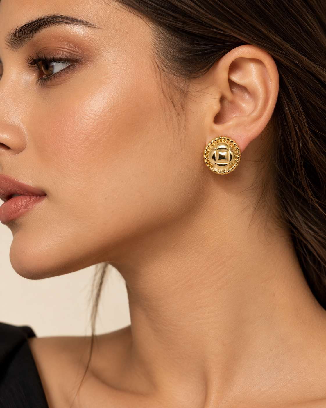 Golden Quilted Stud Earrings