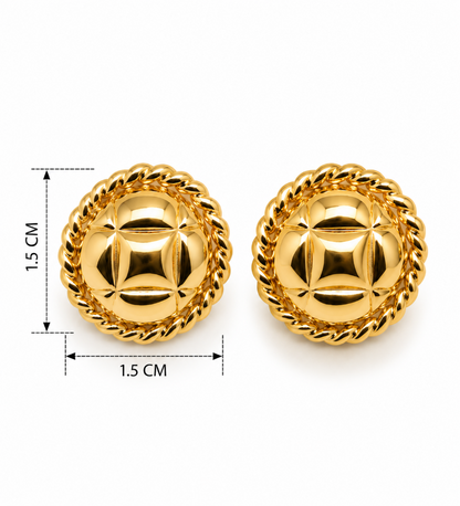 Golden Quilted Stud Earrings