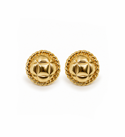 Golden Quilted Stud Earrings