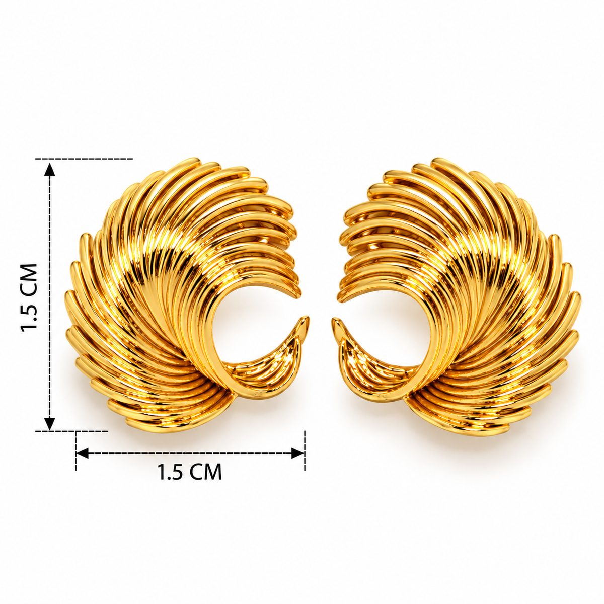 Golden Feather Swirl Earrings